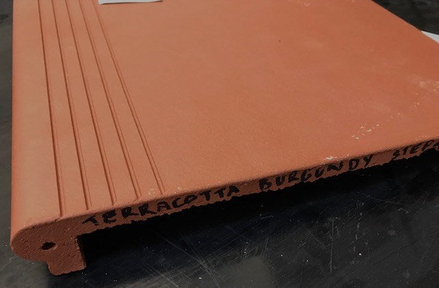 Terracotta Burhundy Steptread (Lines) 30×30 – Each