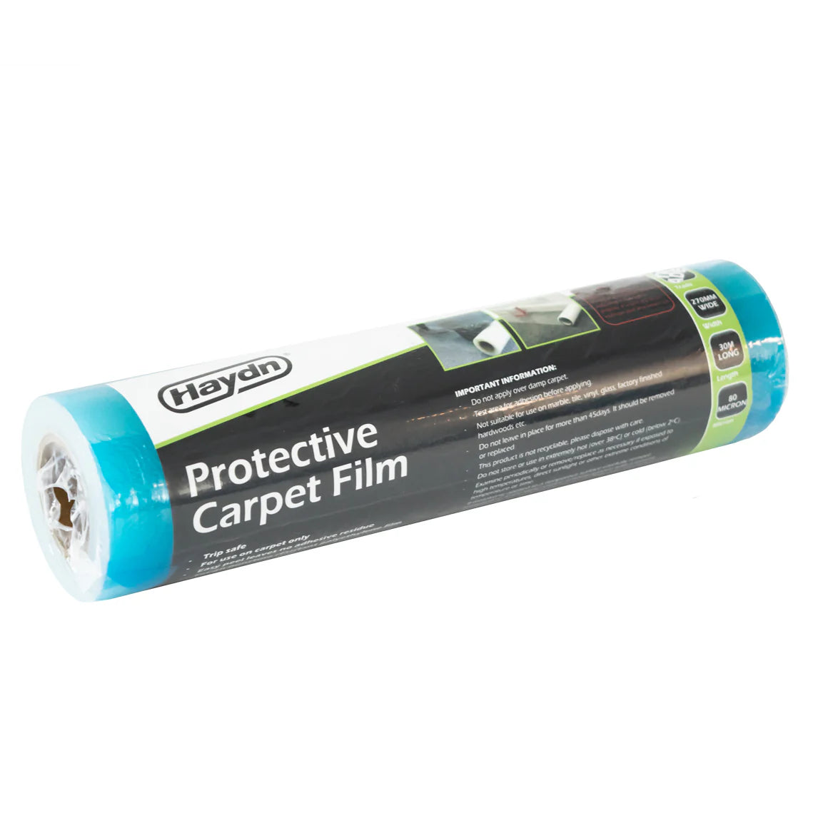 Plastic Carpet Film Protector 270mm Wide, 80 Micron, 30mlong