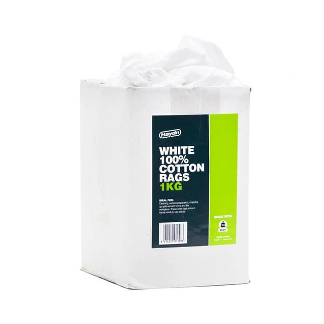 Rags - White Cotton (100%) Washed - 1Kg