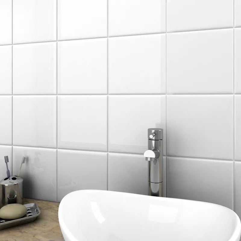 Gloss White Plain 20×20cm | m²
