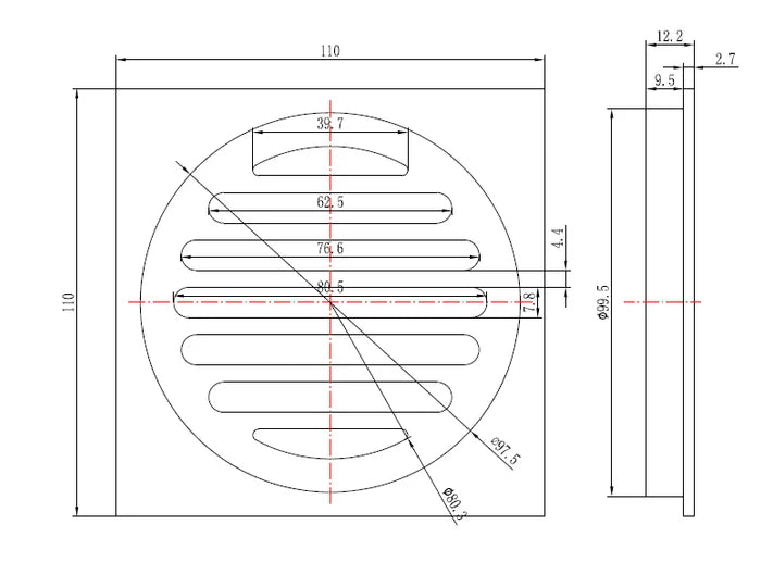 Crome Floor Wastes - Grate Style (85mm/110mm)