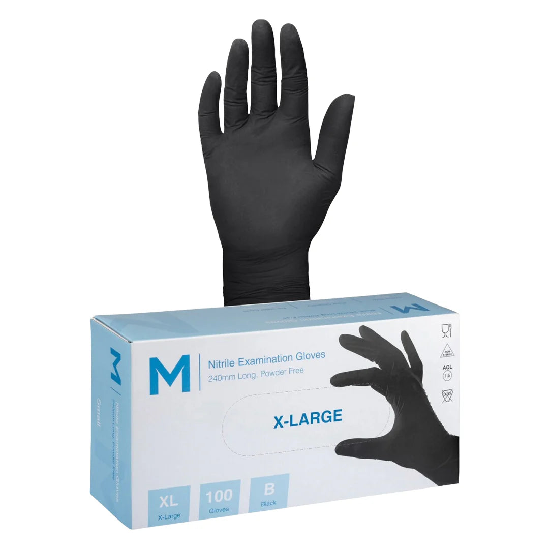 Black Nitrile Gloves - X Large - 100 Pack