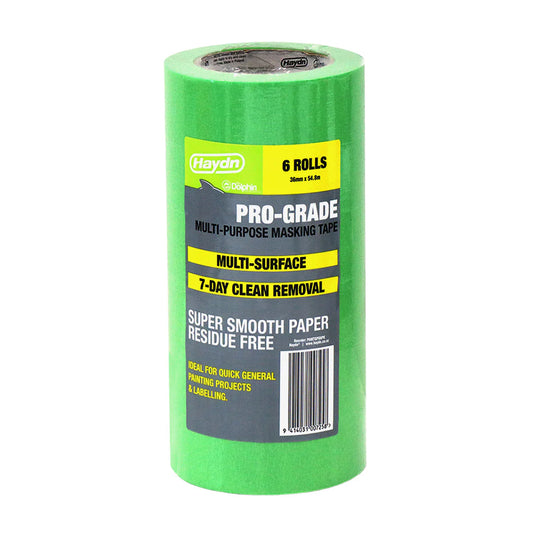 Green All Purpose Masking Tape 36mm x 54.8m 6pk