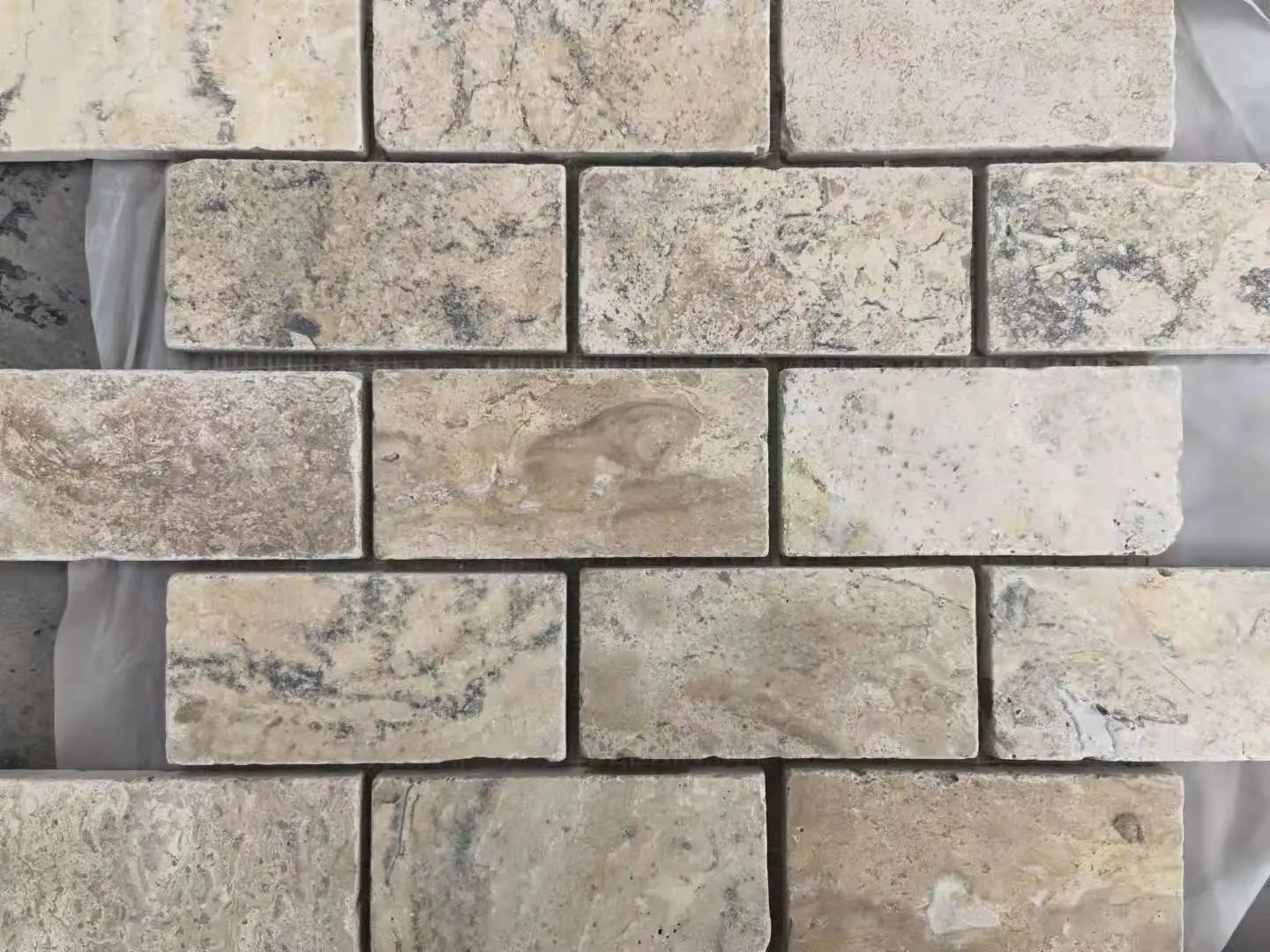 T-Stone Travertine Filled Brick Mosaic 5×10cm - 30×30 cm | sheet