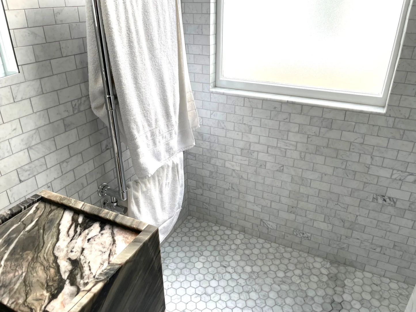 T-Stone Carrara 5x10cm Brick Mosaic | sheet