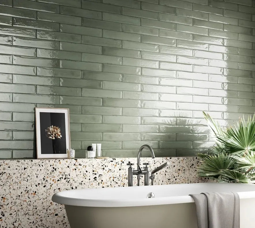Framment Verde Aqua Gloss 7.5X40cm | m²